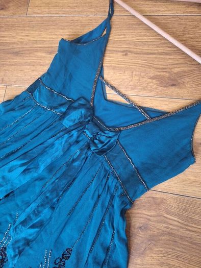 vintage y2k karen millen silk teal embellished