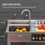 Stainless Steel Kitchen Sink, Freestanding with Cold and Hot Water Image 3