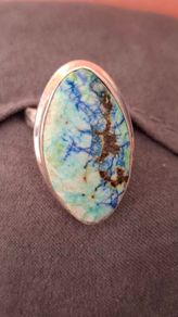 Turquoise chrysocolla,  genuine silver ring 925