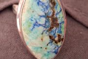 Turquoise chrysocolla,  genuine silver ring 925