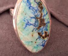 Turquoise chrysocolla,  genuine silver ring 925