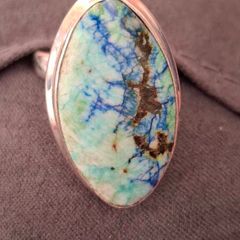 Turquoise chrysocolla,  genuine silver ring 925