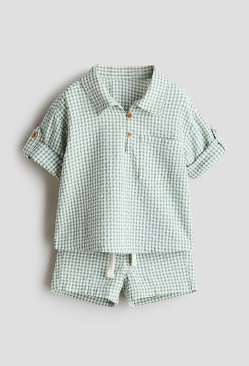 H&M 2 Piece Cotton Seersucker Set 6-9 Months, 74cm