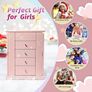Musical Girls Jewellery Box with Spinning Dancer, 5 Layer Large Wooden Kids Music Box with Mirror, Jewelry Storage Box Gifts for Little Girls Christmas New Year Birthday Children's Day (Pink) Image 7