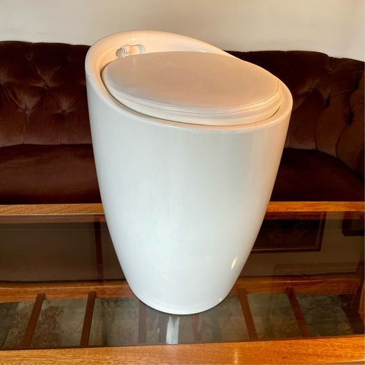 Wenko Rare Y2K Storage Stool Seat with White Faux Leather Lid