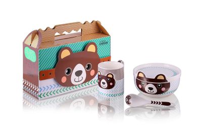 Porcelain Children Dinner 4pc Set Teddy Bear