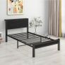 Single Bed Frame with Wooden Storage Shelf Headboard Image 5