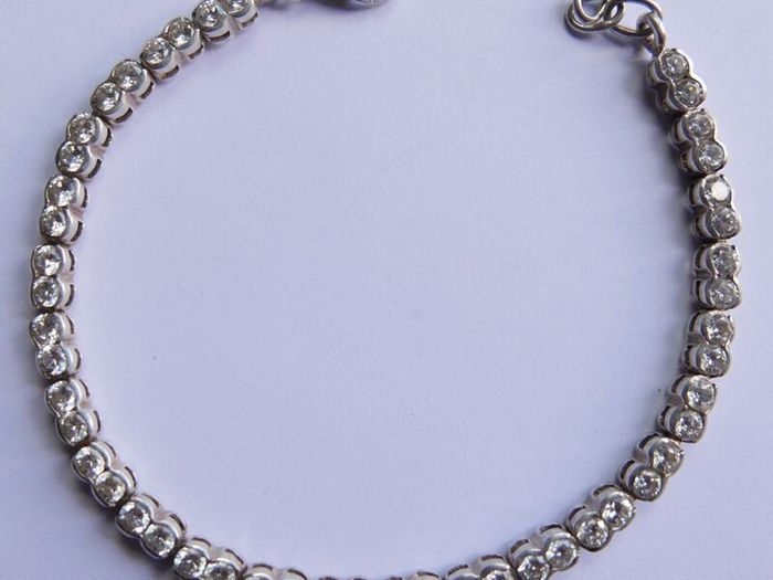 Vintage Sterling Silver 925 Round CZ Tennis Bracelet length 8" - 11,3g