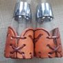 Vintage Salt and Pepper Bamco Longhorn Design Leather covered circa 1980 made in Mexico FREE STANDARD POSTAGE INCLUDED Image 5