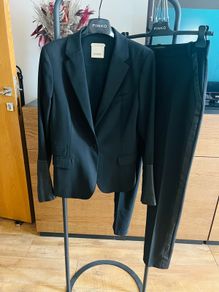 Pinko black suit with leather detail