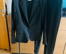 Pinko black suit with leather detail