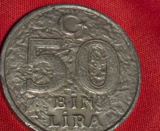 1999 50,000 Lira coin from Turkey