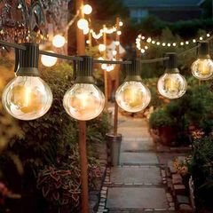 LED String Lights Outdoor 32ft, Waterproof String Light Mains Powered, Garden Festoon Light Outdoor with 25+3 2700K Plastic Bulbs for Outside Decoration Pergola Veranda Patio Party Balcony (FREE POSTAGE)