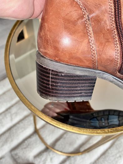 Caprice Brown Leather Ankle Boots Comfort H-Fit Size UK 3.5 / EU 36