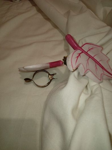 Vintage pink and white curtains and tiebacks