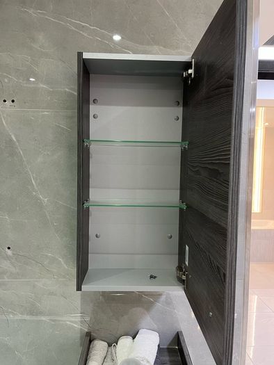 Ex Display Danish made Dansani Mido Pine Grey Wall Cabinet, wall Hung base unit , wooden tray & Laundry bag