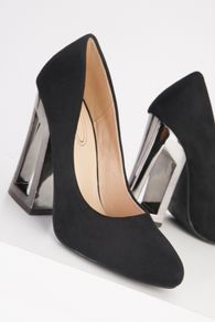 Metallic Suedette Block Heels