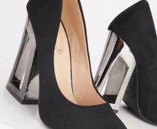 Metallic Suedette Block Heels