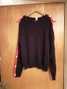 navy knit jumper with pop button sleeves from h&m