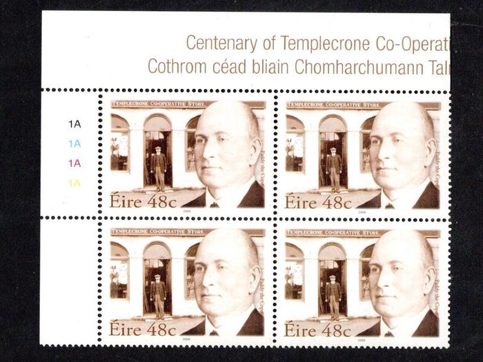 2006 Ireland Centenary of the Templecrone Agricultural Society (The Cope) Commemorative Stamp Plate Block 1A1A1A1A Mint Never Hinged (MNH)