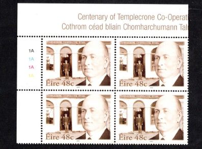 2006 Ireland Centenary of the Templecrone Agricultural Society (The Cope) Commemorative Stamp Plate Block 1A1A1A1A Mint Never Hinged (MNH)