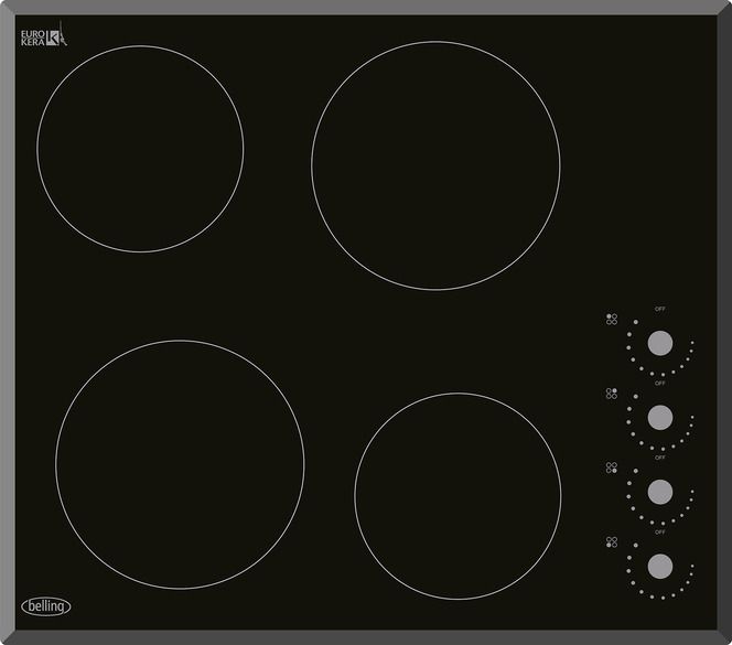 Ceramic Hob 60cm Rotary Control 4 Zone Black