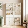 5-Tier Bookcase with Doors and Cabinet, Bookshelf Floor Standing Display Storage Shelf, Tall Bookcase with drawers for Home, Office, Living Room, Bedroom, White, 48 x 24 x 164.2 Image 2