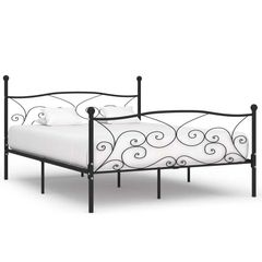 Bed Frame with Slatted Base Black Metal 180x200 cm