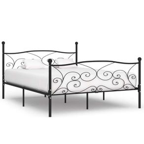 Bed Frame with Slatted Base Black Metal 180x200 cm