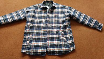 Check quilted jacket.