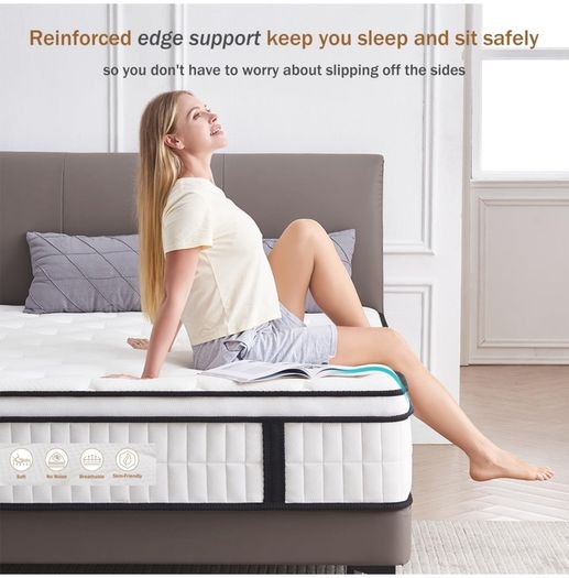 3FT Single Mattress, 10.2 INCH Single Memory Foam Mattress, 9-Zone Pocket Sprung Medium Firm