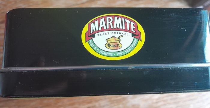 Marmite biscuit tin