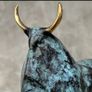 Abstract Bull With Gold Accents - Patinated Bronze Image 7