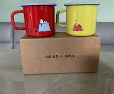 Grind x Peanuts Snoopy Enamel Mugs Cups Set. Limited Edition