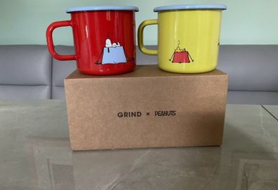 Grind x Peanuts Snoopy Enamel Mugs Cups Set. Limited Edition