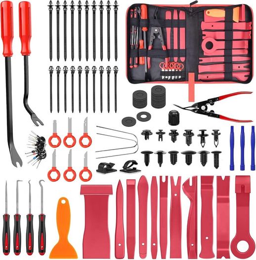 330Pcs Trim Removal Tool, Car Panel Door Radio Removal Kit, Auto Push Pin Bumper Retainer Clip Set, Auto Clip Pliers Fastener Remover Pry Tool Set with Storage Bag