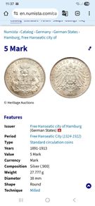 Coin - 5 Mark 1896 Replica