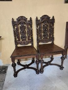 2 antique oak chairs