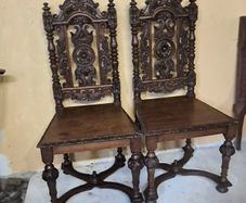 2 antique oak chairs
