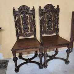 2 antique oak chairs