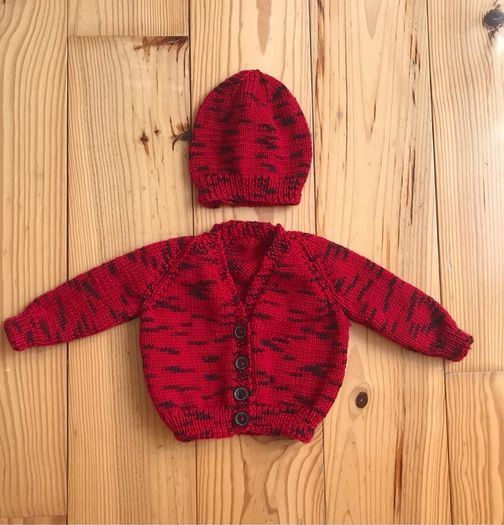 Merino Wool Baby Cardigan and Hat