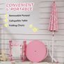 Kids Patio Table and Chair Set, Kids Garden Furniture with Umbrella, 4-Piece Bistro Set for Garden, Pink Image 3