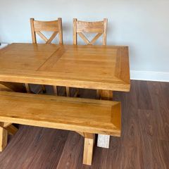 kitchen table with chairs and bench