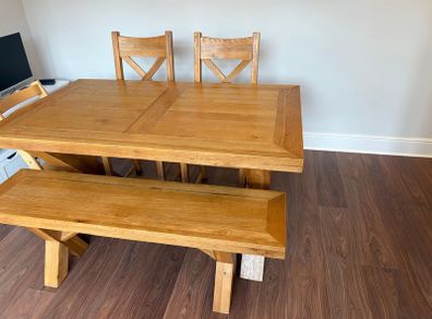 kitchen table with chairs and bench