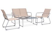 4 Piece Garden Lounge Set Fabric & Steel Cream