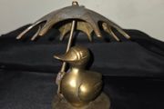 Vintage Solid Brass Duck with Umbrella