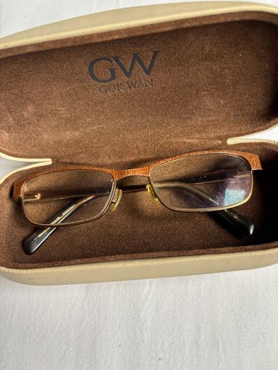 GOK WAN Brown Rectangle Glasses Frame Mod 06 - 25262841 and Hard Case Holder