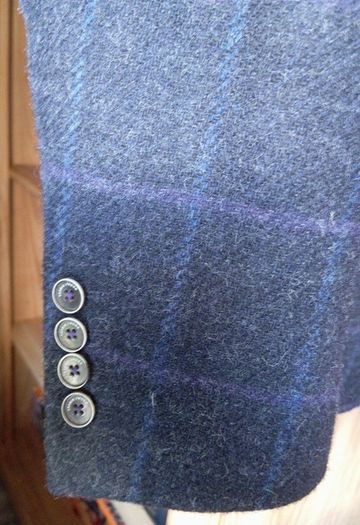 HERBIE FROGG Mens Tweed Blazer Blue Check Abraham Moon Wool Jacket 40R Velvet