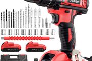 Cordless screwdriver 21V, Bamse cordless drill with 2 batteries 2.0Ah, 42Nm cordless drill, 2 gears, 25+3 torque levels, LED light, 30PCS accessories set for home and garden DIY project