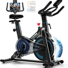 Exercise Bike with Adjustable Resistance, Quiet Home Trainer Bicycle with App, Ergometer Indoor Spinning Bike for Cardio Training at Home, Fitness Bike up to 160 kg